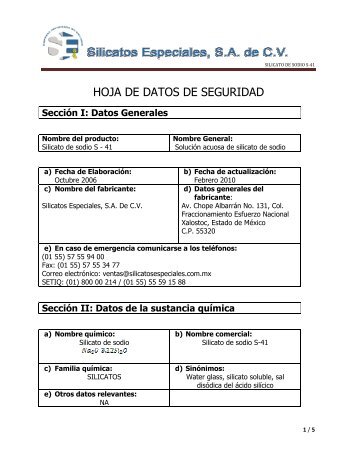 HOJA DE DATOS DE SEGURIDAD