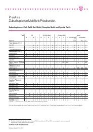 Preisliste Zubuchoptionen Mobilfunk Privatkunden. - Telekom