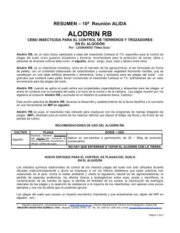 ALODRIN RB - Asociación Latinoamericana de Investigación y ...