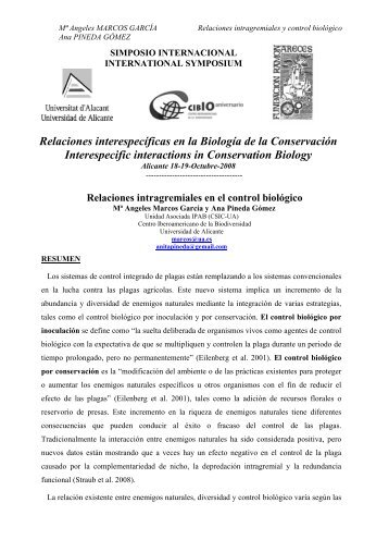 Relaciones intragremiales en el control biológico