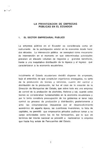 LA PRIVATIZACION DE EMPRESAS PUBLICAS EN EL ECUADOR