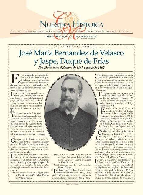 José María Fernández de Velasco y Jaspe ... - Casino de Madrid