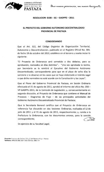 1 - Gobierno Autónomo Descentralizado Provincial de Pastaza