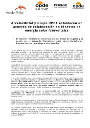 ArcelorMittal y Grupo OPDE establecen un acuerdo de ... - PROINSO