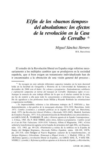 El fin de los «buenos tiempos» del absolutismo - Asociación de ...