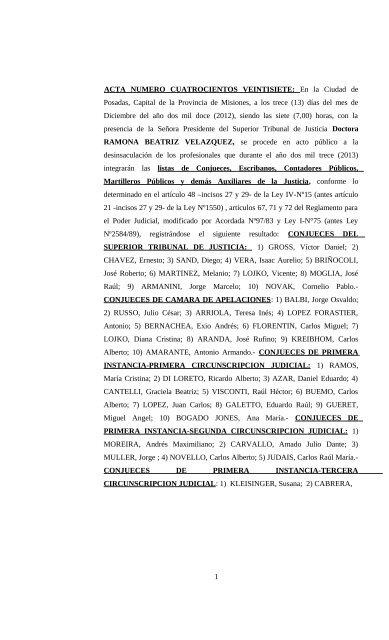 Listado - Poder Judicial de la Provincia de Misiones