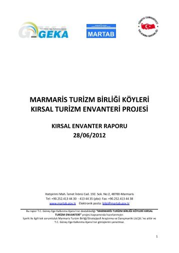 Marmaris Turizm Birliği Köyleri Kırsal Turizm Envanteri Projesi