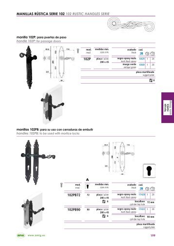 102p 102pb72 102pb90 a manillas rústica serie 102 102 rustic ...