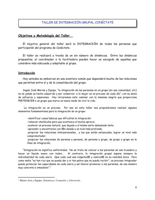 manual para un proceso de formación integral personal y grupal