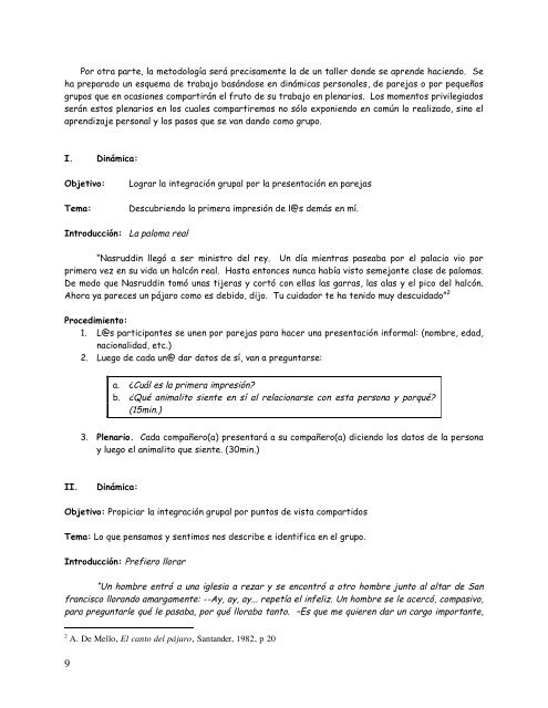 manual para un proceso de formación integral personal y grupal