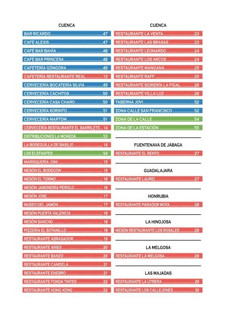 Guía de Cafeterías, Bares y Restaurantes - Upta CLM