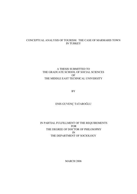 conceptual analysis of tourism the case of marmaris town in turkey a