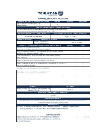 licencia de funcionamiento y cedula de empadronamiento