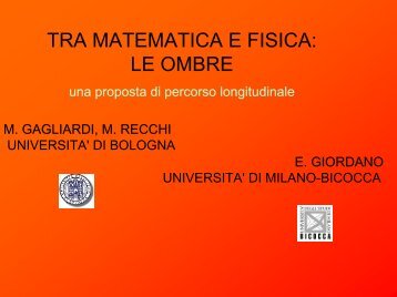 le ombre - Dipartimento di Scienze Umane per la Formazione