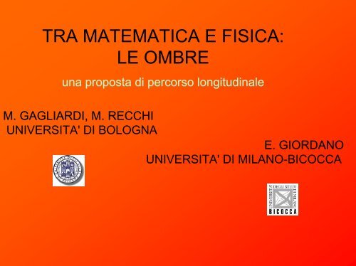 le ombre - Dipartimento di Scienze Umane per la Formazione