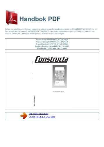 Bruker manual CONSTRUCTA CG348J5 - HANDBOK PDF