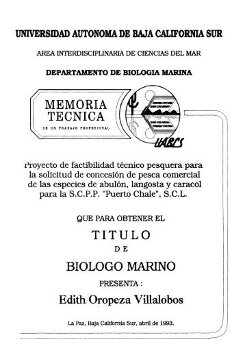 MEMORIA TECNICA BIOLOGO MARINO