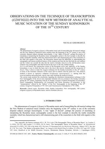 observations on the technique of transcription - Institutul de Istoria Artei