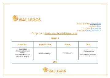 Menú para Grupos - Restaurantes Gallegos