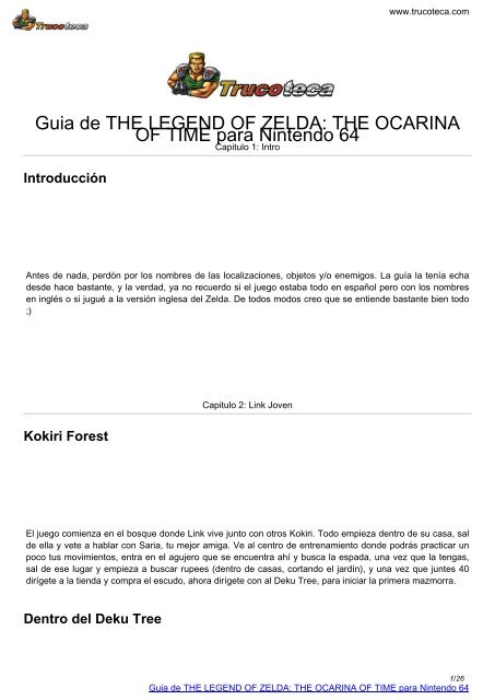 Guia de THE LEGEND OF ZELDA: THE OCARINA ... - Trucoteca.com