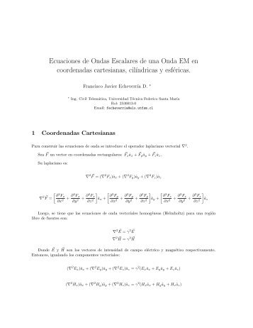 Ecuaciones de Ondas Escalares de una Onda EM en coordenadas ...