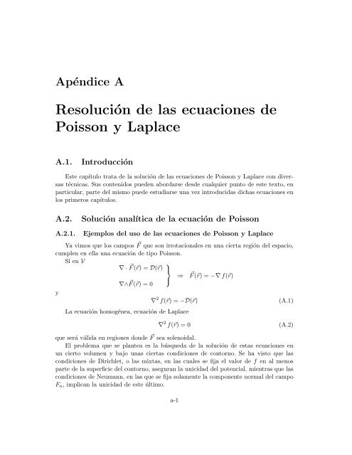 Resolución de las ecuaciones de Poisson y Laplace