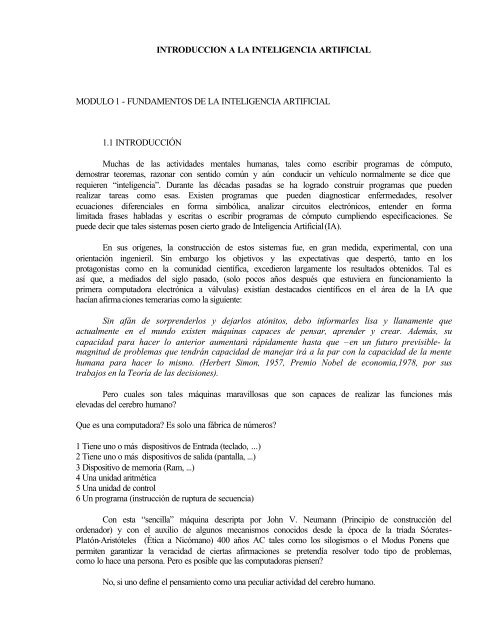 INTRODUCCION A LA INTELIGENCIA ARTIFICIAL MODULO 1 ...