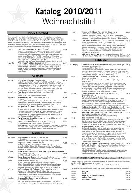 Katalog 2010 2011 Weihnachtstitel Advance Music
