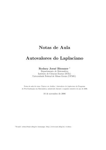 Autovalores do Laplaciano - Departamento de Matemática - UFMG