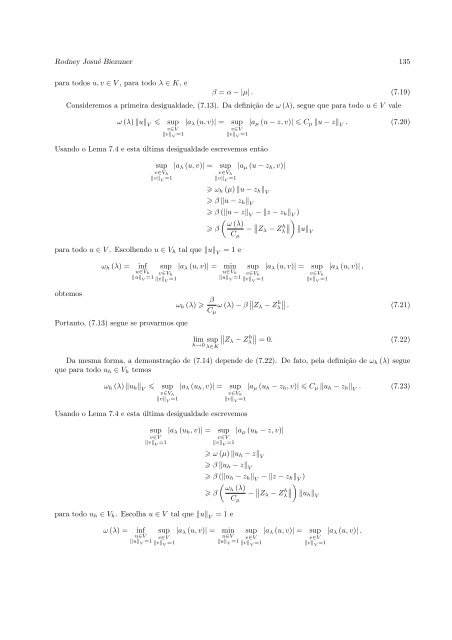 Autovalores do Laplaciano - Departamento de Matemática - UFMG