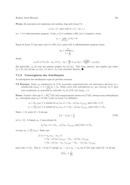 Autovalores do Laplaciano - Departamento de Matemática - UFMG