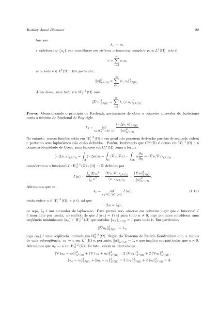 Autovalores do Laplaciano - Departamento de Matemática - UFMG