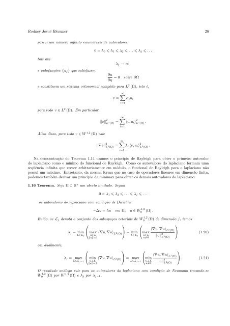 Autovalores do Laplaciano - Departamento de Matemática - UFMG