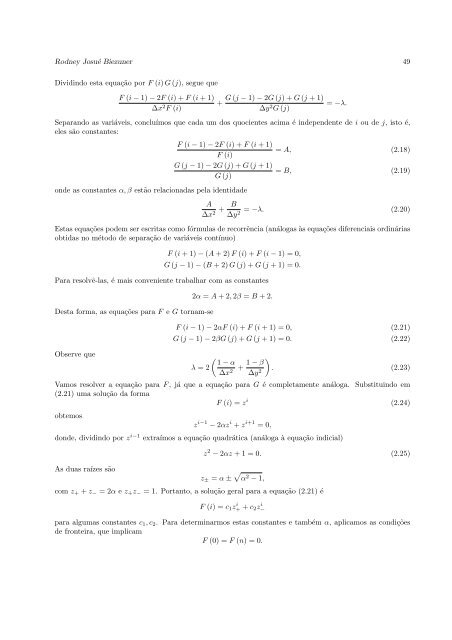 Autovalores do Laplaciano - Departamento de Matemática - UFMG