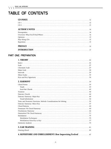 TABLE OF CONTENTS - Advance Music