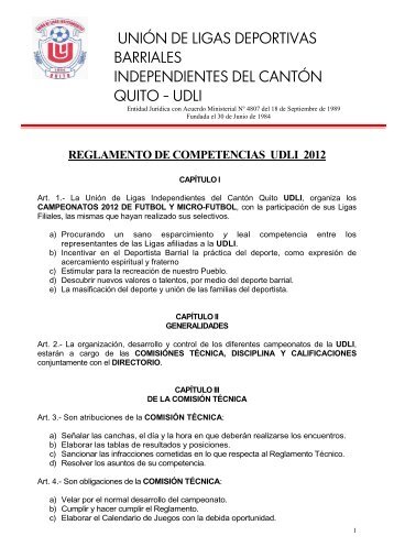 reglamento de competencias udli 2012 - Unión de Ligas ...