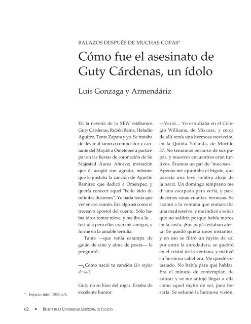 Cómo fue el asesinato de Guty Cárdenas, un ídolo - Universidad ... Cómo fue el asesinato de Guty Cárdenas, un ídolo - Universidad ...