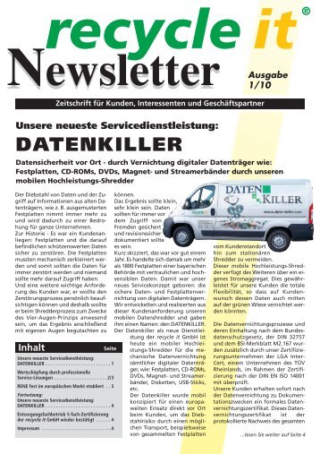 Unsere neueste Servicedienstleistung: DATENKILLER - Recycle-IT