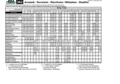 362 Arnstadt - Dornheim - Riechheim / Witzleben - Stadtilm - RBA ...