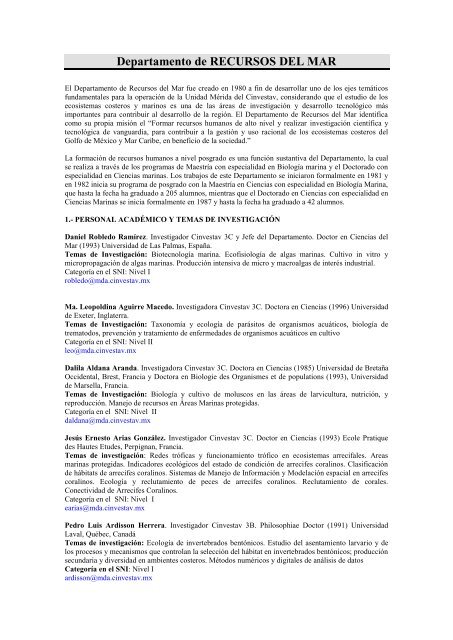 Anuario 2007.pdf - CINVESTAV Unidad Mérida