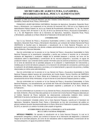 Carta Nacional Pesquera 2012 - Inapesca