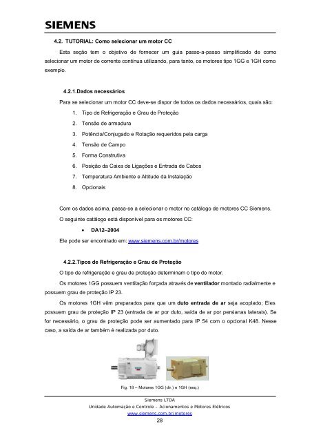 MOTORES DE CORRENTE CONTÍNUA - Siemens Brasil