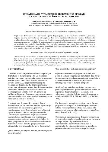 estratégia de avaliação de ferramentas manuais focada na ...