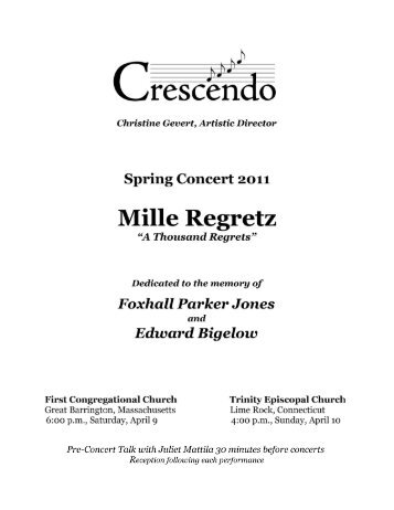 Mille Regretz program - Crescendo