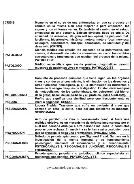 34. Glosario de tanatología para principiantes - Asociación ...