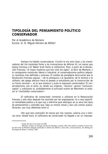 tipología del pensamiento político conservador - Real Academia de ...