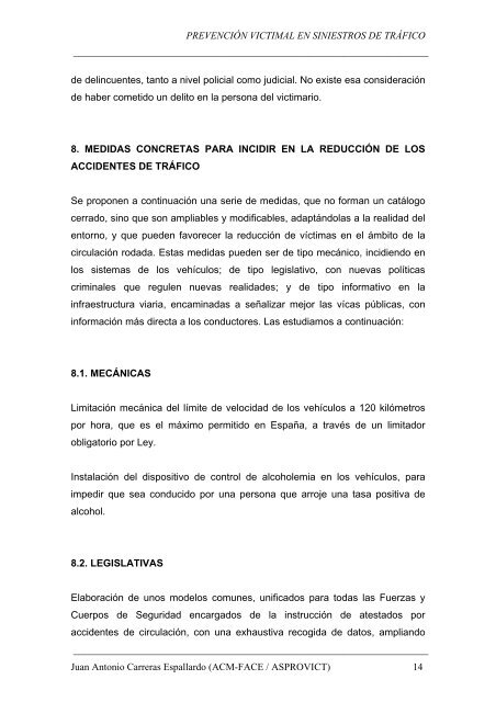 Prevención victimal en siniestros de tráfico - Juan Antonio Carreras ...