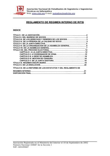 REGLAMENTO DE REGIMEN INTERNO DE RITSI