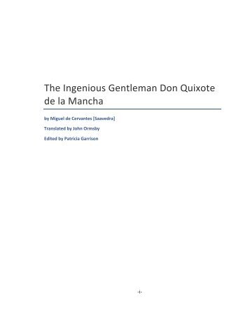 The Ingenious Gentleman Don Quixote de la Mancha