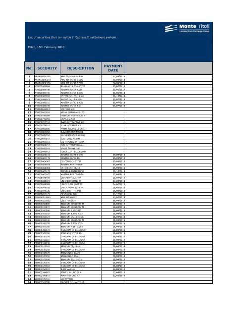 Securities Transactions Express Ii 15th February 2013 - 